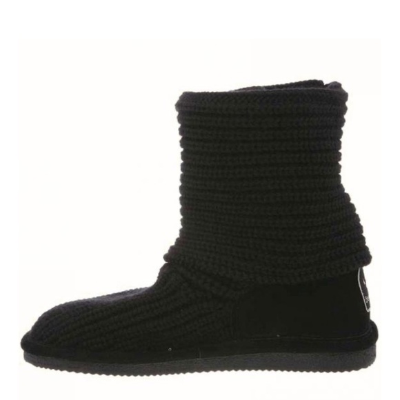 BearPaw Tall Black Knit Sweater Boots - Picture 3 of 16